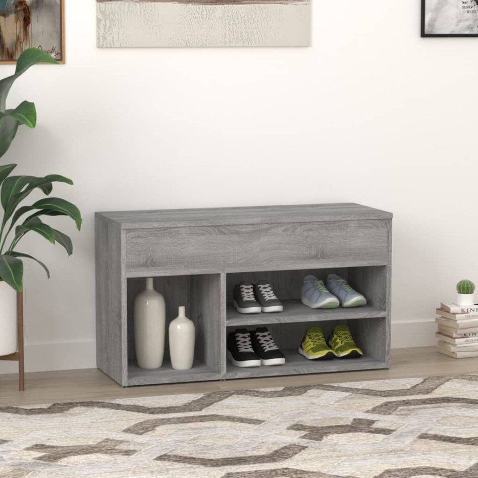 Banco zapatero madera contrachapada gris Sonoma 80x30x45