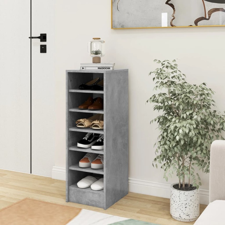 Mueble zapatero madera contrachapada gris hormigón