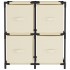 Armario almacenaje de acero con 4 cestas tela crema 63x30x71