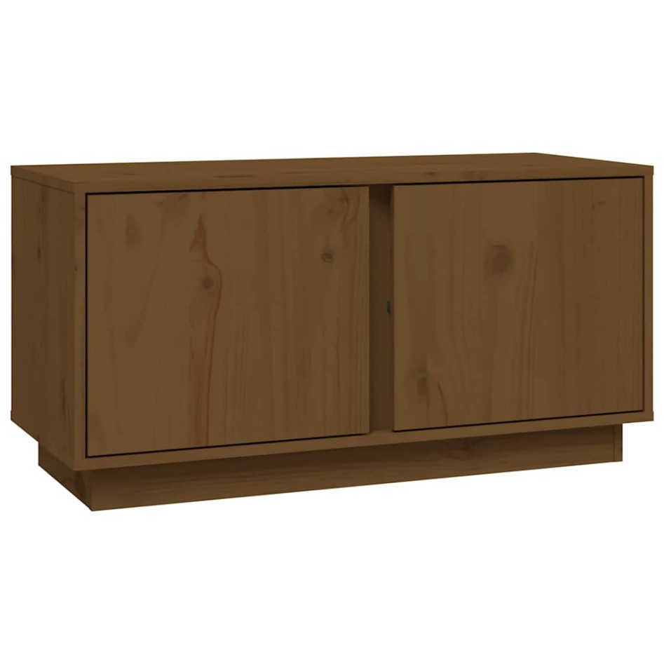 Mueble de TV madera maciza de pino marrón miel 80x35x40,5