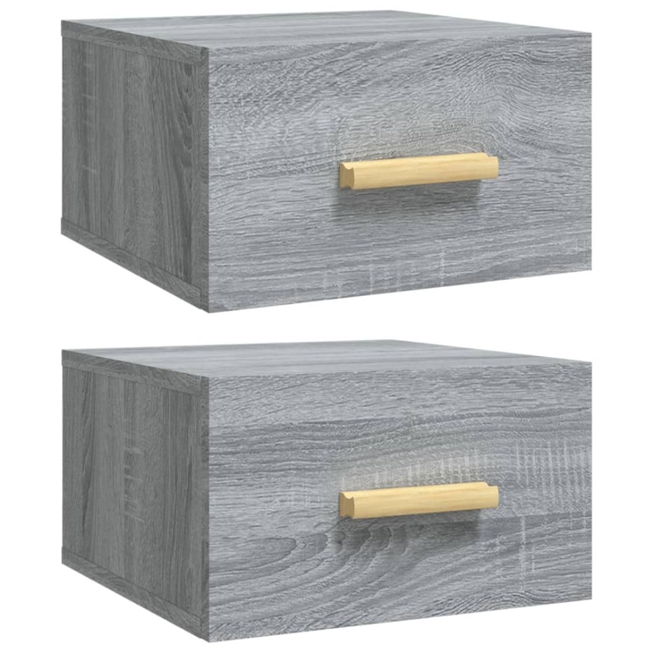 Mesitas de noche de pared 2 uds color gris Sonoma 35x35x20