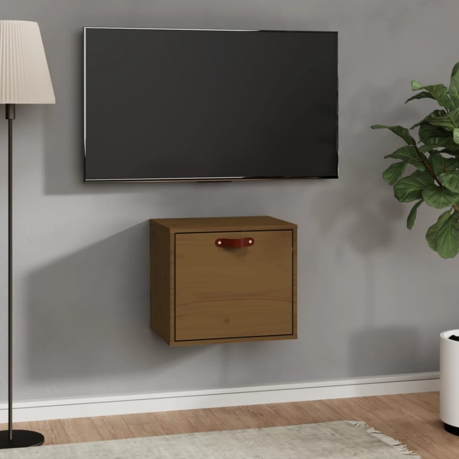 Armario de pared madera maciza de pino marrón miel 40x30x35