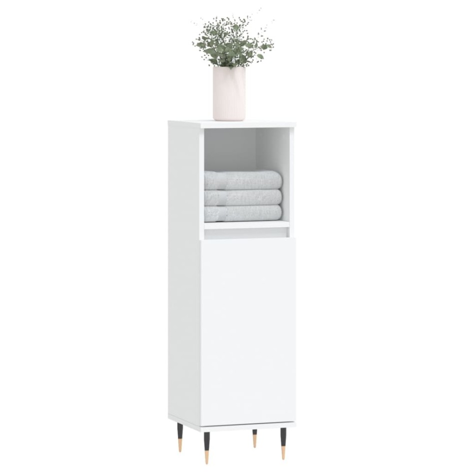 Armario de baño madera de ingeniería blanco 30x30x100