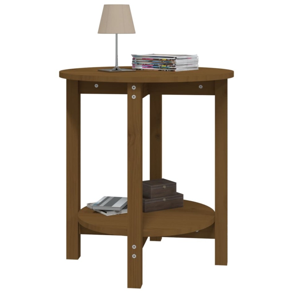 Mesa de centro de madera maciza de pino marrón miel Ø55x60