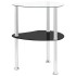 Mesa auxiliar 2 niveles vidrio transparente y negro 38x38x50