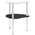 Mesa auxiliar 2 niveles vidrio transparente y negro 38x38x50