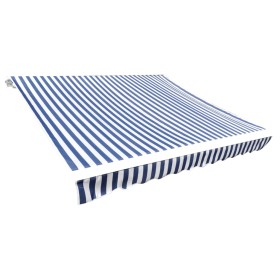 Toldo de lona azul y blanco 3x2,5 m sin