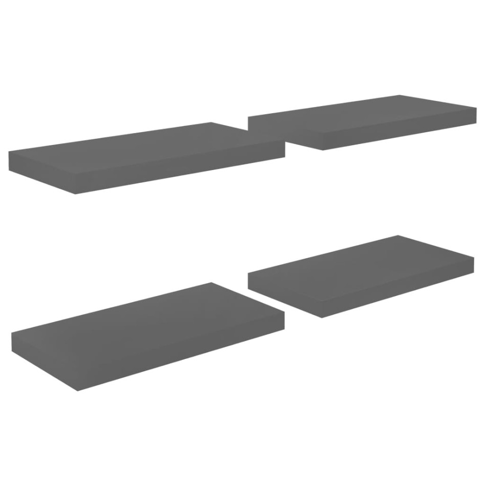 Estantes flotantes de pared 4 uds MDF negro brillo 50x23x3,8