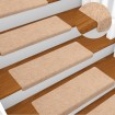 Alfombrilla de escalera 15 uds tela punzonada crema 65x21x4 cm