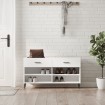 Banco zapatero madera de ingeniería blanco brillo 102x35x55 cm