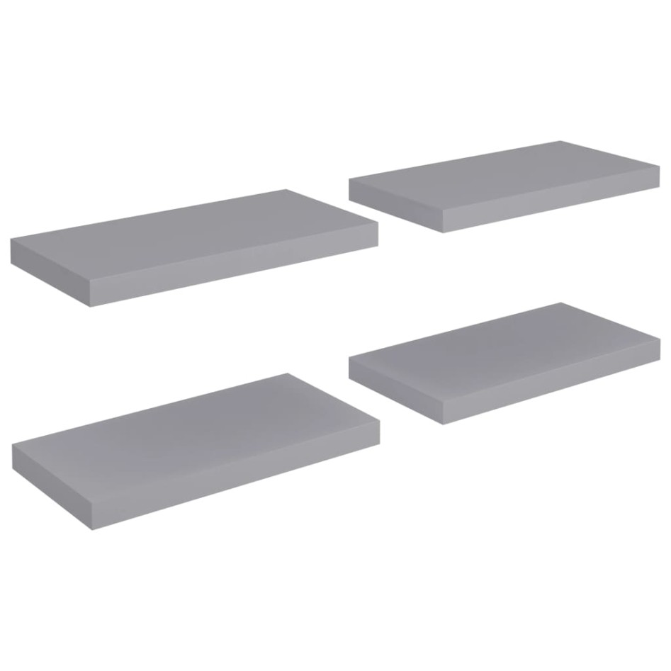 Estantes flotantes de pared 4 uds MDF gris 50x23x3,8