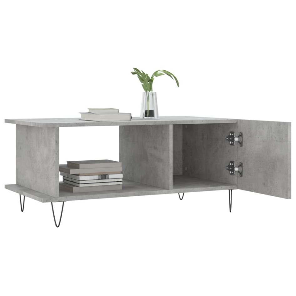 Mesa de centro madera contrachapada gris hormigón 90x50x40