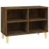 Mueble de TV patas de madera maciza roble ahumado 69,5x30x50