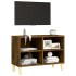 Mueble de TV patas de madera maciza roble ahumado 69,5x30x50