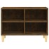 Mueble de TV patas de madera maciza roble ahumado 69,5x30x50