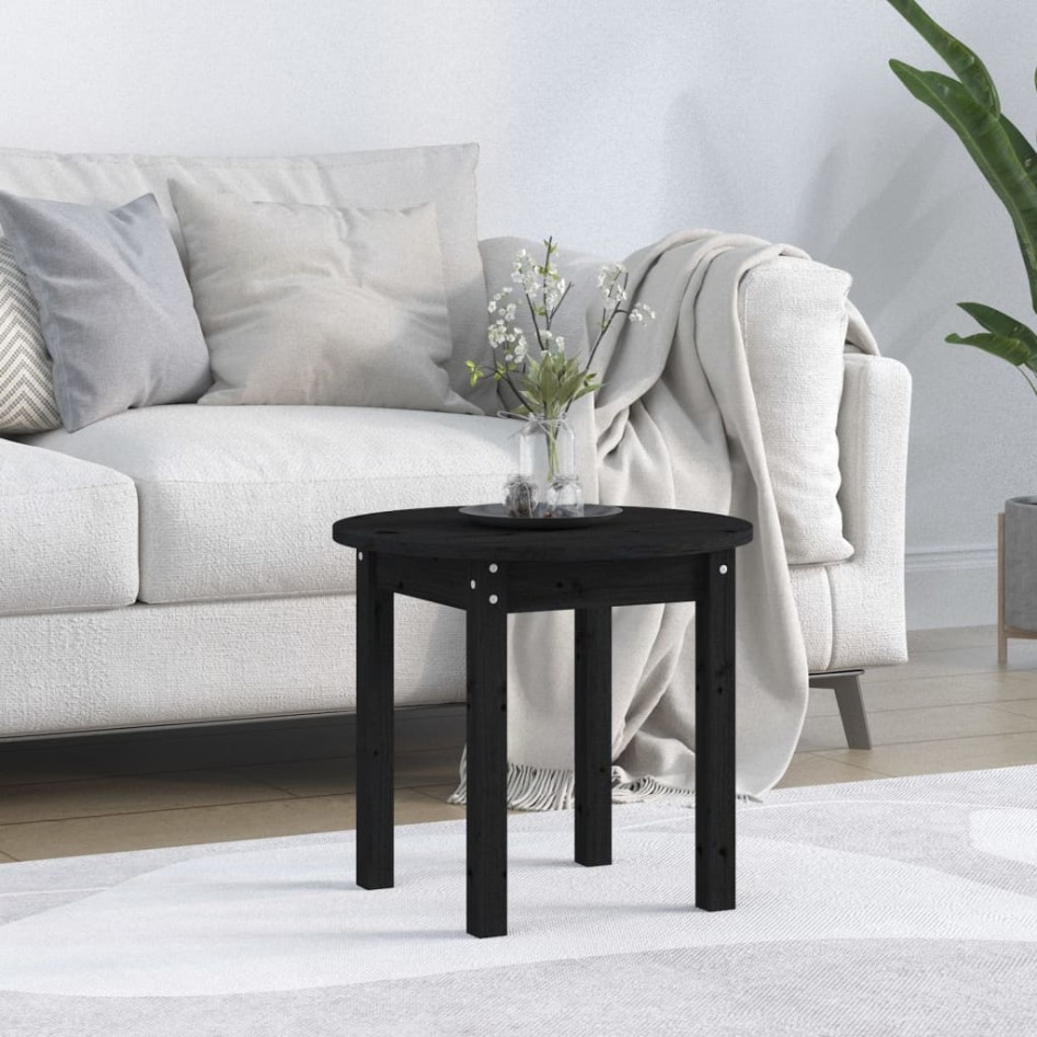 Mesa de centro madera maciza de pino negro Ø 45x40