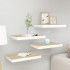 Estantes flotantes pared 4 uds MDF roble y blanco 50x23x3,8