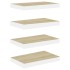 Estantes flotantes pared 4 uds MDF roble y blanco 50x23x3,8