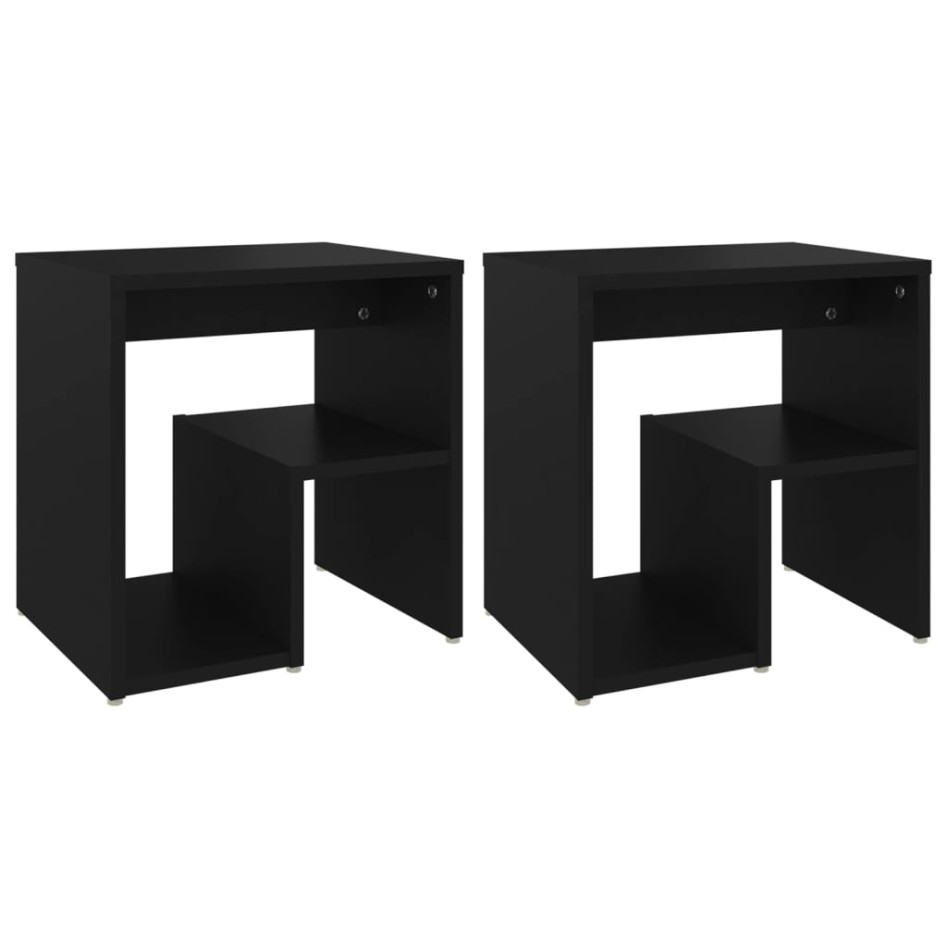 Mesitas de noche 2 uds madera contrachapada negro 40x30x40