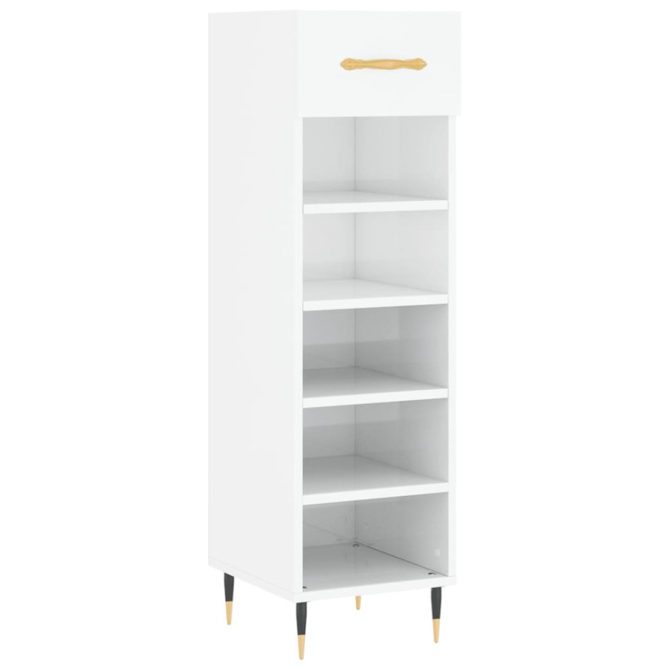 Mueble zapatero madera contrachapada blanco brillo 30x35x105