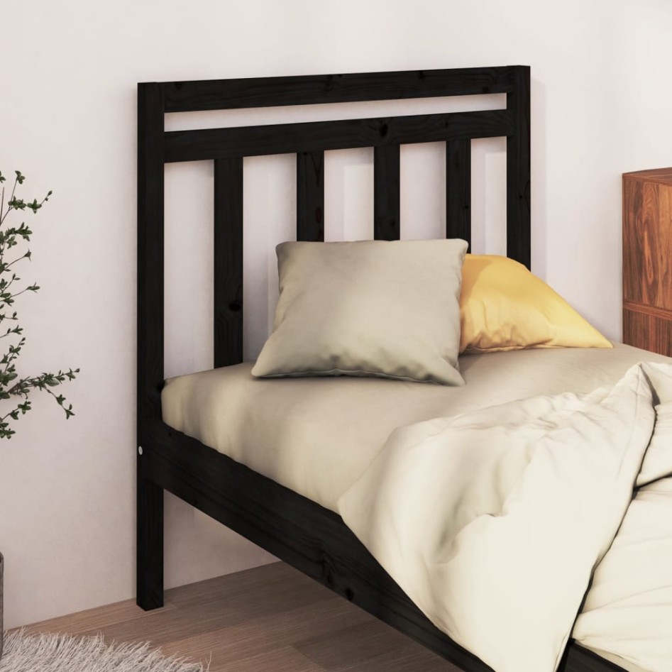 Cabecero de cama madera maciza de pino negro 95x4x100