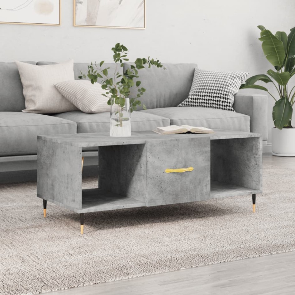 Mesa de centro madera contrachapada gris hormigón 102x50x40