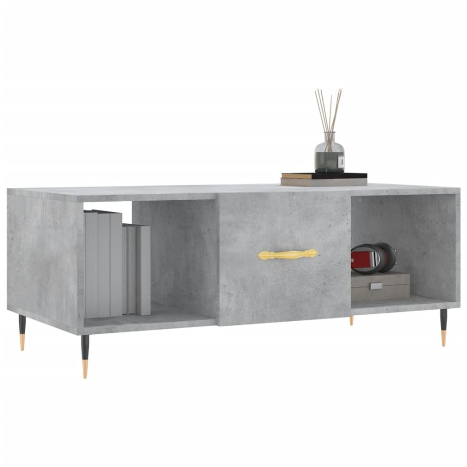 Mesa de centro madera contrachapada gris hormigón 102x50x40