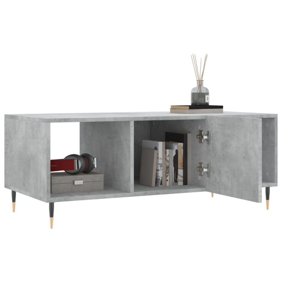 Mesa de centro madera contrachapada gris hormigón 102x50x40