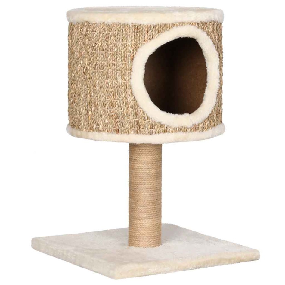 Árbol para gatos con casa y poste rascador 52 cm hierba