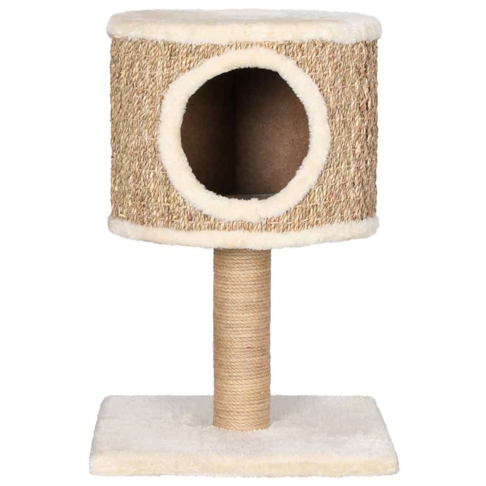 Árbol para gatos con casa y poste rascador 52 cm hierba