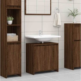 Armario de baño madera contrachapada marrón roble 60x33x61