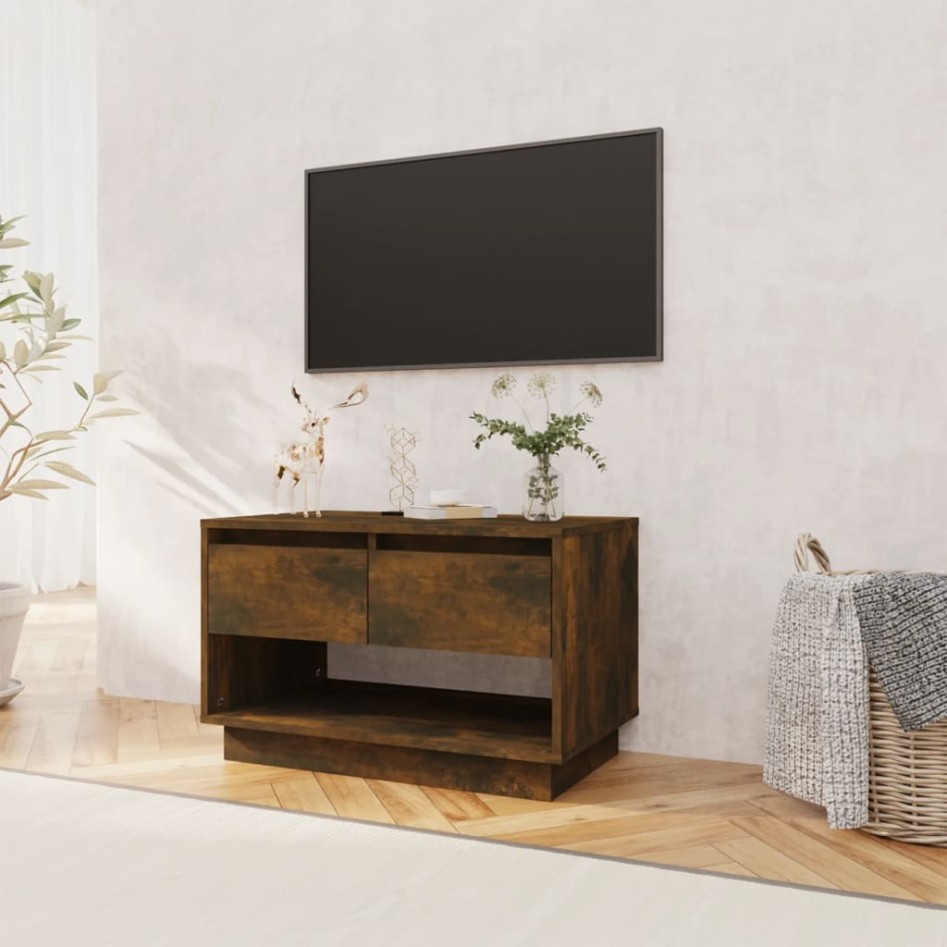 Mueble de TV madera de ingeniería roble ahumado 70x41x44