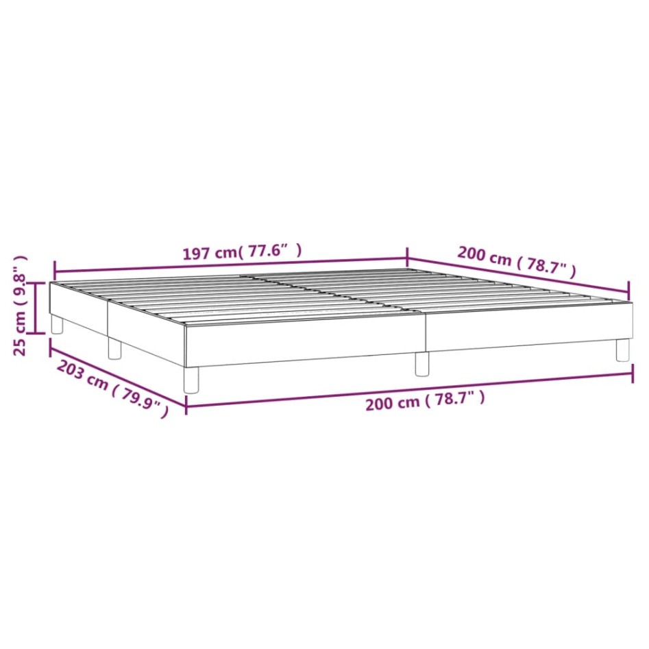 Estructura de cama box spring tela marrón oscuro 200x200