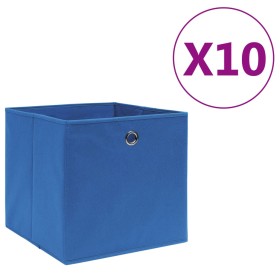 Cajas de almacenaje 10 uds tela no tejida azul 28x28x28