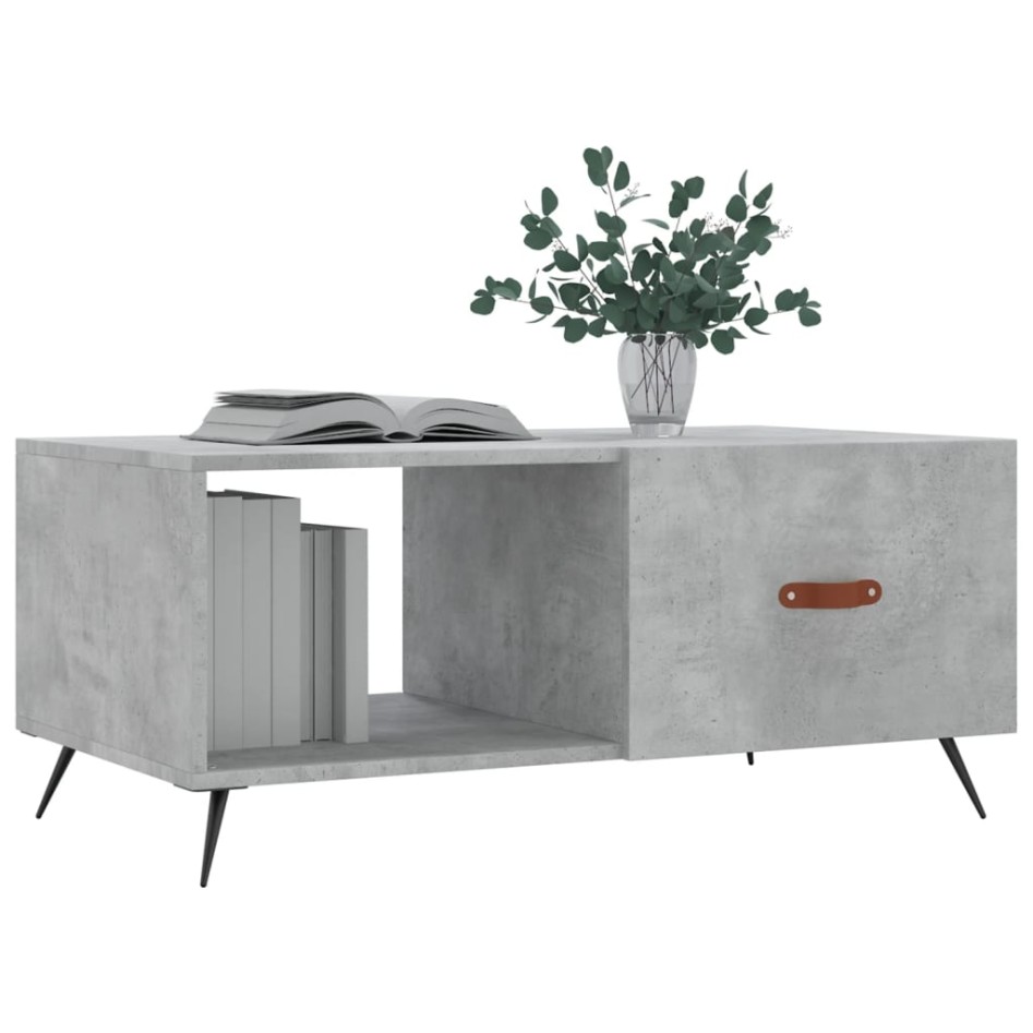 Mesa de centro madera contrachapada gris hormigón 90x50x40
