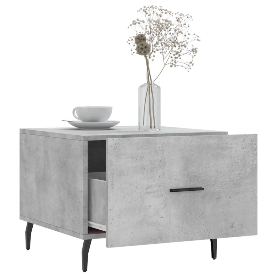 Mesa de centro madera de ingeniería gris hormigón 50x50x40