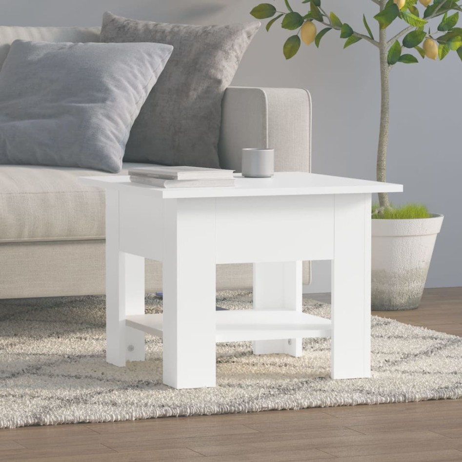 Mesa de centro madera contrachapada blanco 55x55x42
