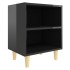 Mesita de noche con patas madera negro brillo 40x30x50