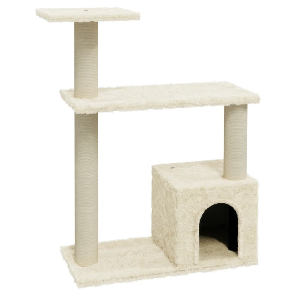 Rascador para gatos con postes de sisal crema 70