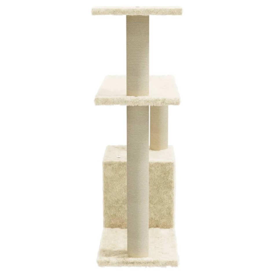 Rascador para gatos con postes de sisal crema 70