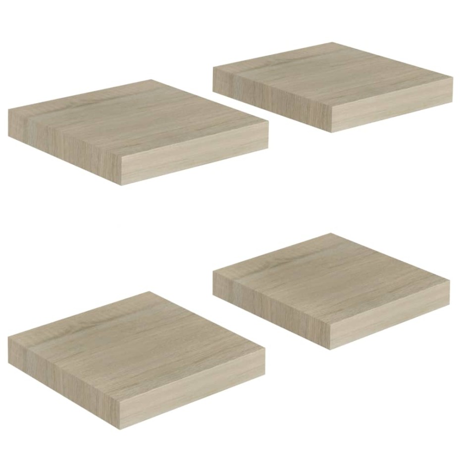 Estantes flotantes de pared 4 uds MDF roble 23x23,5x3,8