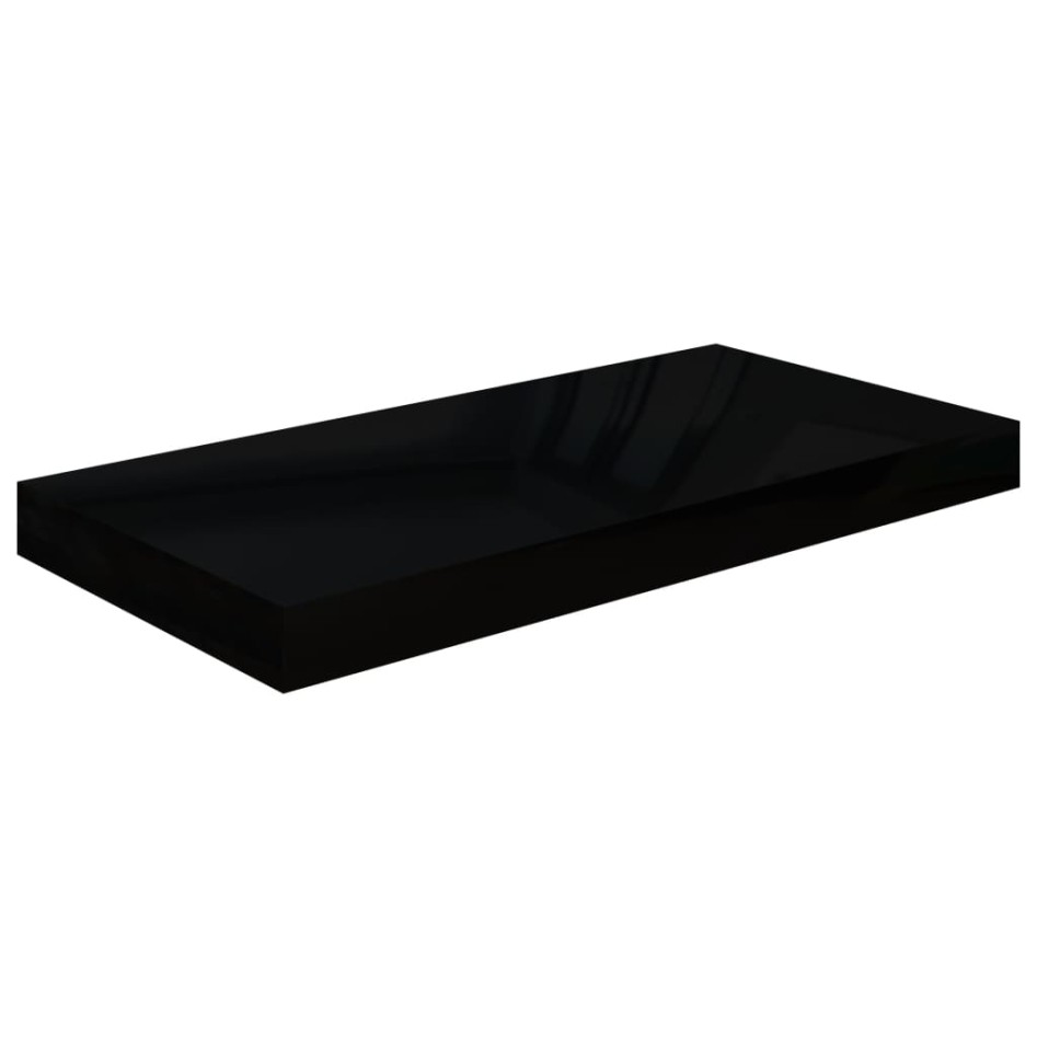 Estante flotante de pared 4 uds MDF negro brillo 50x23x3,8
