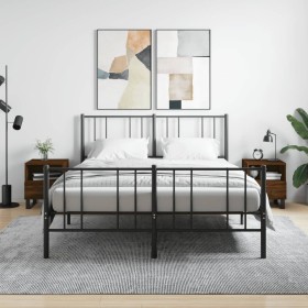 Mesita noche 2 uds madera ingeniería marrón roble 40x35x47,5