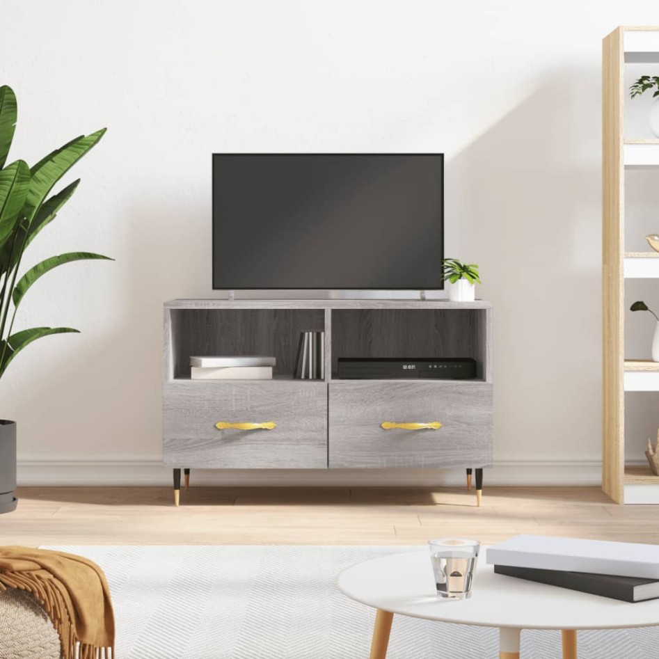 Mueble de TV madera de ingeniería gris Sonoma 80x36x50