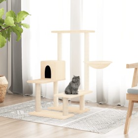 Rascador para gatos con postes de sisal color crema 94,5