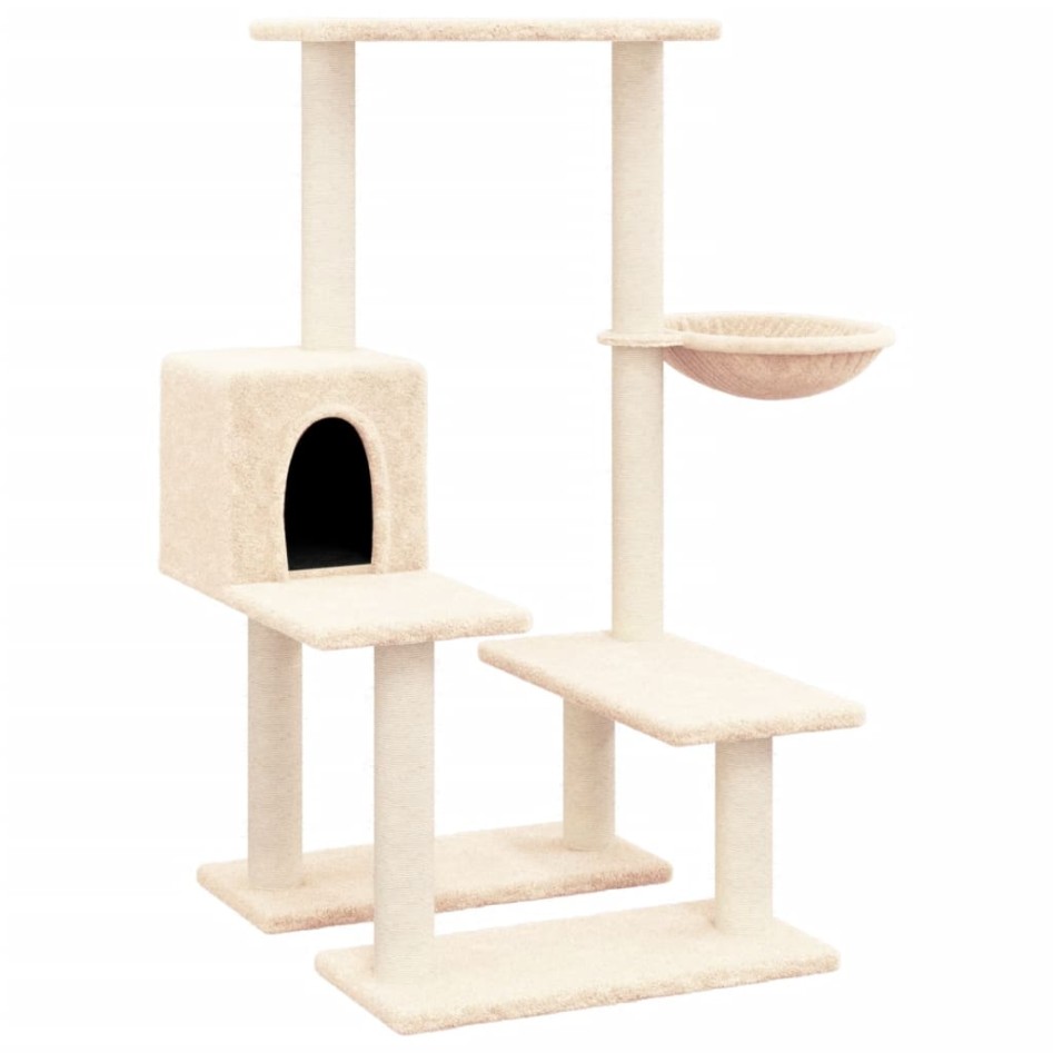 Rascador para gatos con postes de sisal color crema 94,5