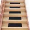 Alfombrilla autoadhesiva escalera 15 uds negro 60x25 cm