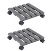 Soporte con ruedas para plantas 2 unidades WPC gris 30x30x7,5cm