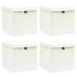 Cajas de almacenaje con tapas 4 uds tela blanco 32x32x32