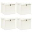 Cajas de almacenaje con tapas 4 uds tela blanco 32x32x32 cm